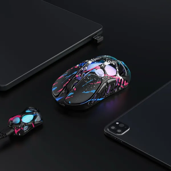 Мышь BT/WL/USB-A RGB, Mercury X Pro, 8K, Neon Graffiti GravaStar (GS_X_PRO_CG_BLK) - Фото 5
