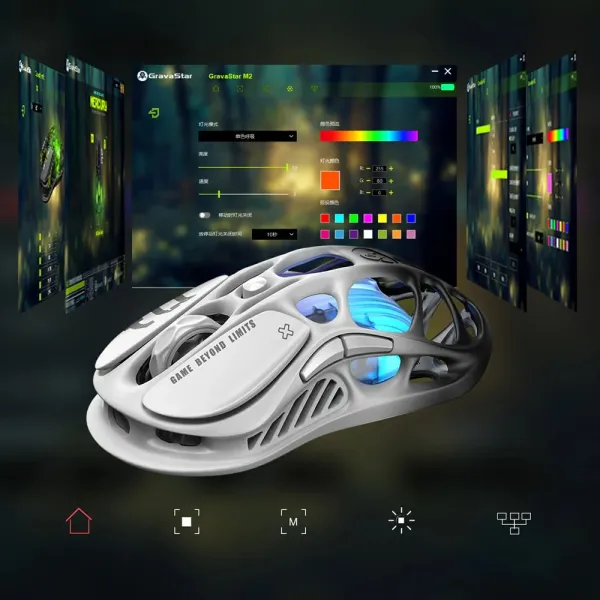 Мышь BT/WL/USB-A RGB, Mercury M1 Pro, Gradient Black GravaStar (GRAVASTAR_M1_PRO_GBLK) - Фото 9
