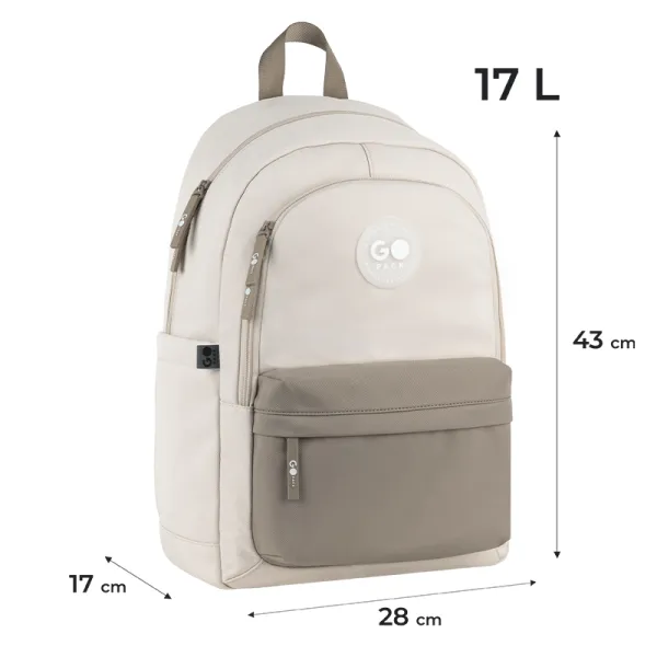 Рюкзак шкільний підлітковий GoPack Education Teens 141L Бежевий, коричневий (GO26-141L-1) - Фото 1