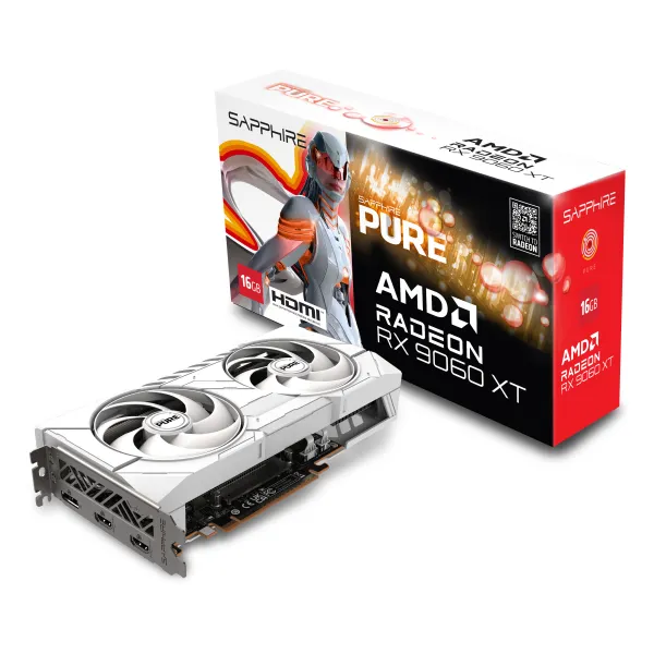 Видеокарта Radeon RX 9060 XT 16GB GDDR6 PURE GAMING OC белый SAPPHIRE (11350-02-20G) - Фото 5