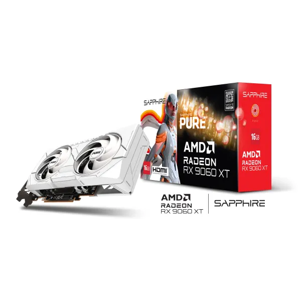 Видеокарта Radeon RX 9060 XT 16GB GDDR6 PURE GAMING OC белый SAPPHIRE (11350-02-20G) - Фото 6