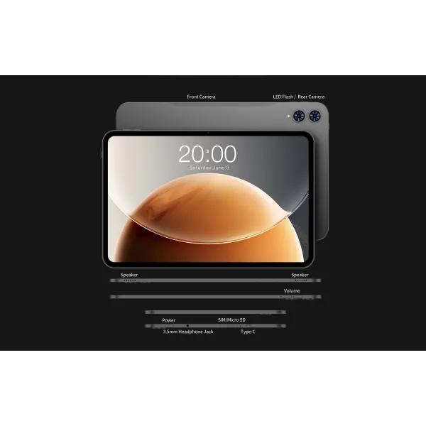 Планшет T65 13.4" 8ГБ, 128ГБ, LTE, 8000мА•ч, Android, сірий Teclast (6940709687758) - Фото 5