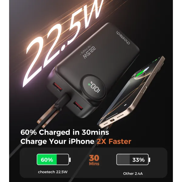 Акумулятор зовнішній Power Bank 40000mAh 22,5W Fast charging Choetech (B794) - Фото 5