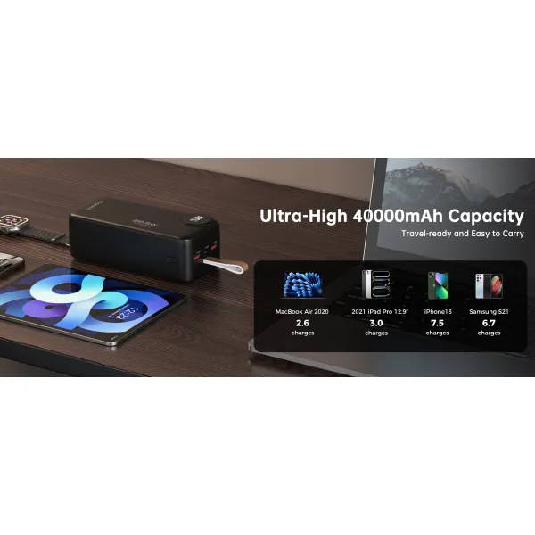 Акумулятор зовнішній Power Bank 40000mAh 22,5W Fast charging Choetech (B794) - Фото 14