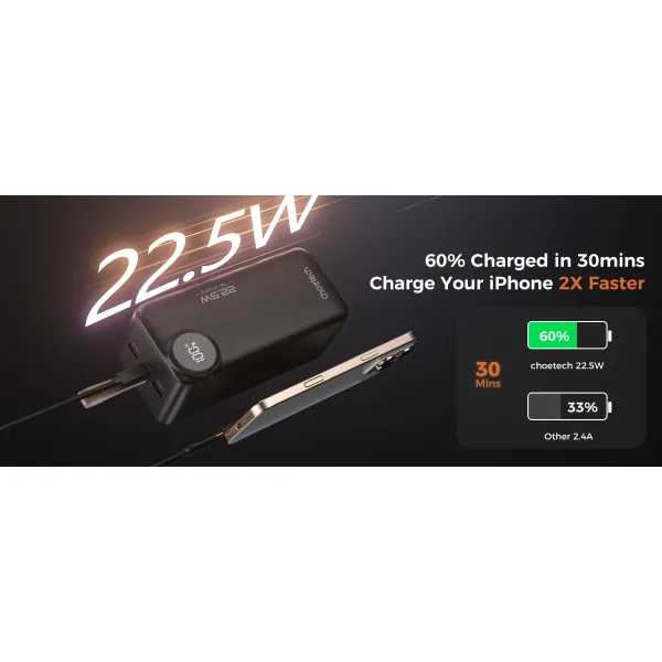 Акумулятор зовнішній Power Bank 50000mAh 22,5W Fast charging Choetech (B795) - Фото 8