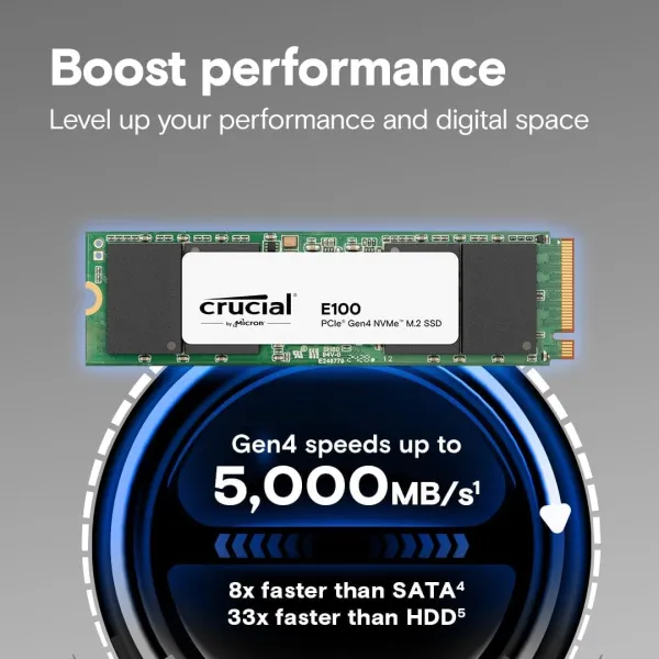 Накопитель SSD M.2 1TB PCIe 4.0 E100 Crucial (CT1000E100SSD8) - Фото 1