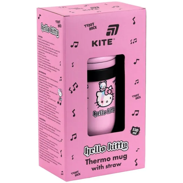 Термокружка с трубочкой 530 мл, Hello Kitty HK Kite (HK25-1266) - Фото 5