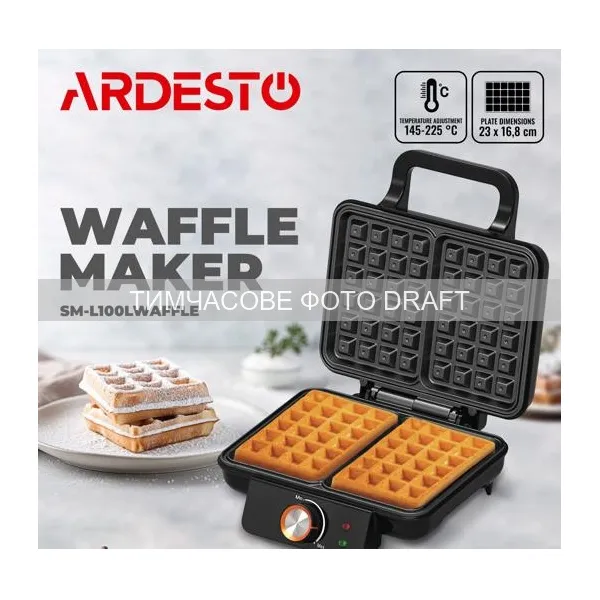 Вафельница 1200Вт, черный Arrdesto (SM-L100LWAFFLE)