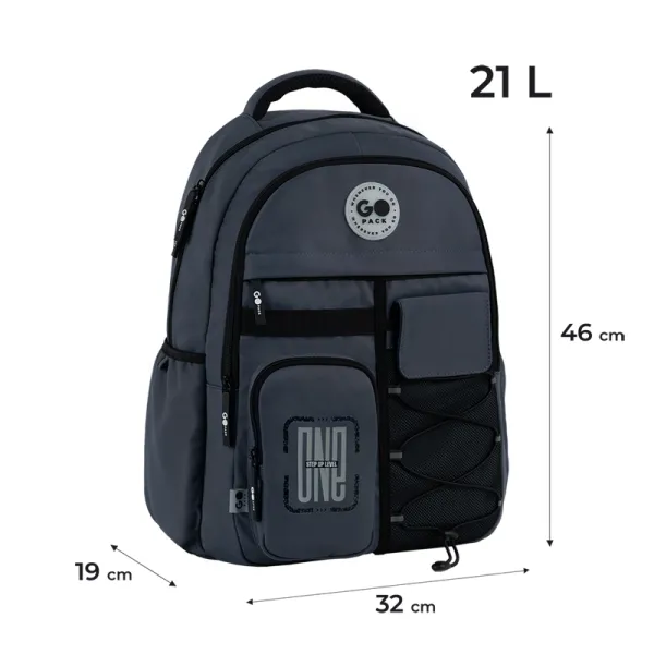 Рюкзак шкільний підлітковий GoPack Education Teens 184 темно-сірий (GO26-184L-4) - Фото 1