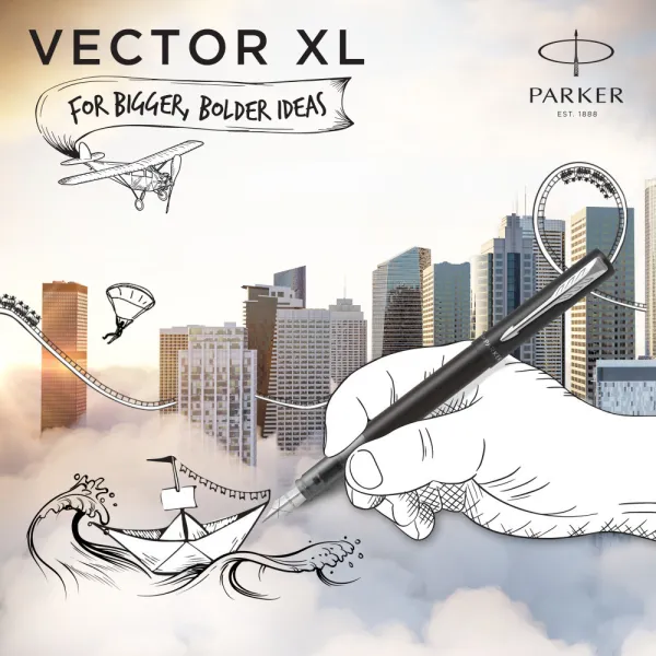 Ручка перьевая Parker VECTOR 17 XL Metallic Black CT  FP M (06 012) - Фото 6