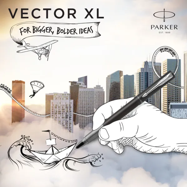 Ручка-роллер Parker VECTOR 17 XL Metallic Black CT  RB (06 022) - Фото 4