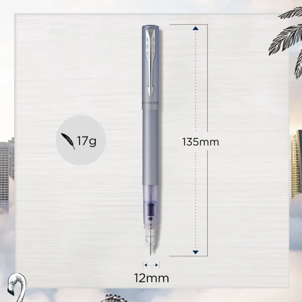 Ручка перьевая Parker VECTOR 17 XL Metallic Silver Blue CT  FP M (06 112) - Фото 3