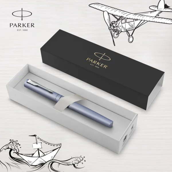 Ручка-роллер Parker VECTOR 17 XL Metallic Silver Blue CT  RB (06 122) - Фото 3