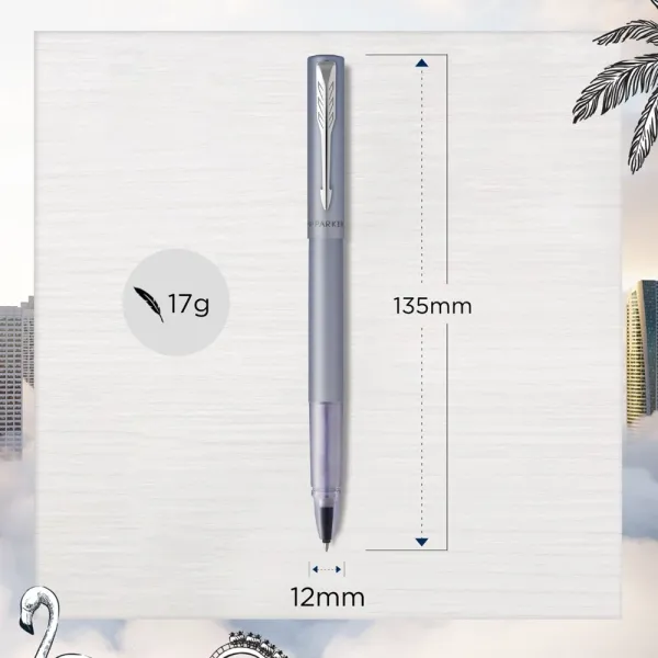 Ручка-роллер Parker VECTOR 17 XL Metallic Silver Blue CT  RB (06 122) - Фото 6