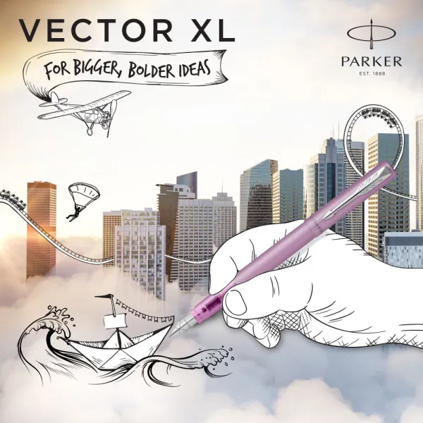 Ручка перьевая Parker VECTOR 17 XL Metallic Lilac CT  FP M (06 412) - Фото 6