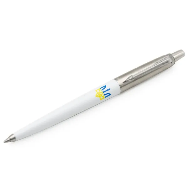 Ручка шариковая Parker JOTTER 17 Originals UKRAINE White CT BP Тризуб желто-синий (15032_T0017u) - Фото 4