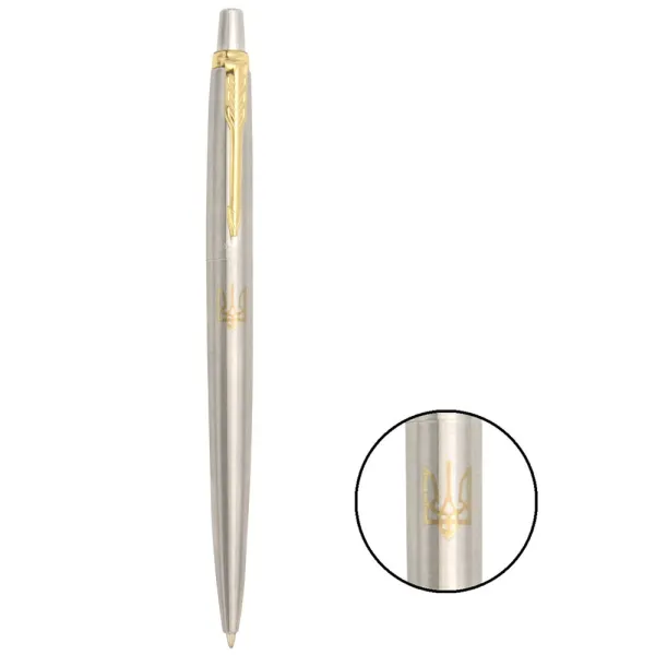 Ручка шариковая Parker JOTTER 17 UKRAINE SS GT BP Тризуб золотой (16032_T001g) - Фото 4