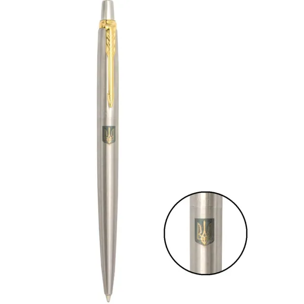 Ручка шариковая Parker JOTTER 17 UKRAINE SS GT BP Герб Украины желто-синий (16032_T005c) - Фото 3