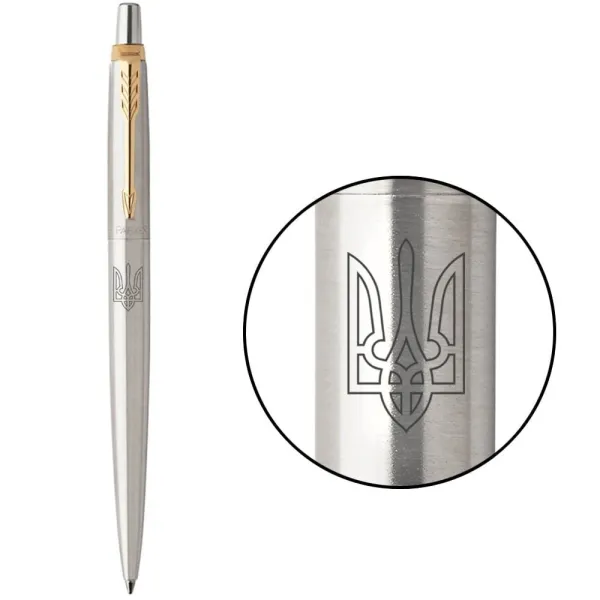 Ручка шариковая Parker JOTTER 17 UKRAINE SS GT BP Тризуб прозрачный (16032_T010b) - Фото 2