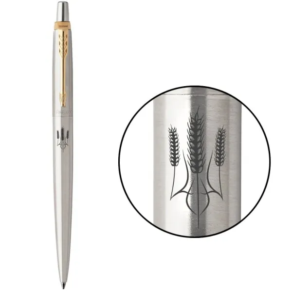 Ручка шариковая Parker JOTTER 17 UKRAINE SS GT BP Тризуб из колосков (16032_T059b) - Фото 1