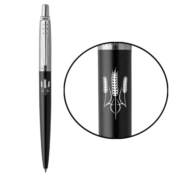 Ручка шариковая Parker JOTTER 17 UKRAINE Bond Street Black CT BP Тризуб из колосков (16232_T059w) - Фото 1