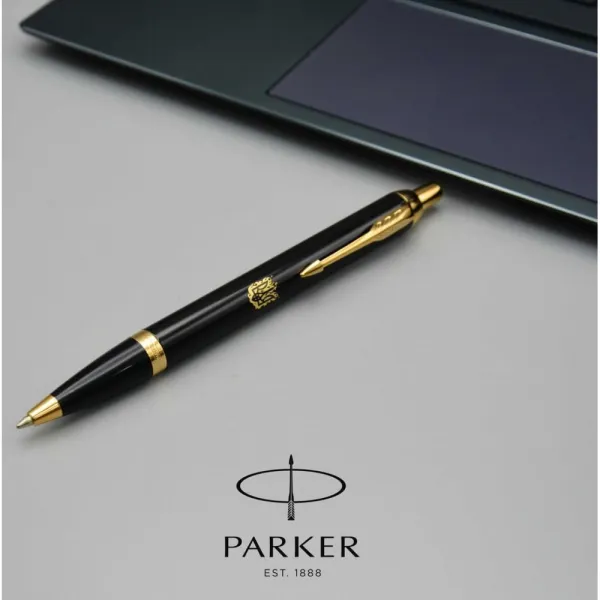 Ручка шариковая Parker IM 17 UKRAINE Black GT BP Огненный Тризуб (22032_T031y) - Фото 4