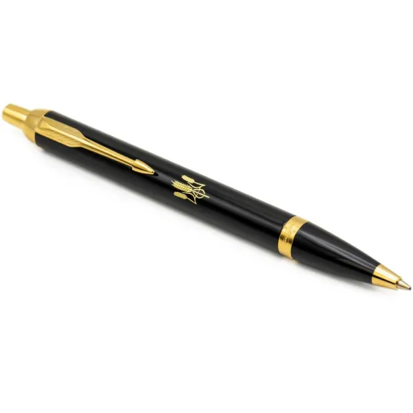 Ручка шариковая Parker IM 17 UKRAINE Black GT BP Тризуб из колосков (22032_T059y) - Фото 1