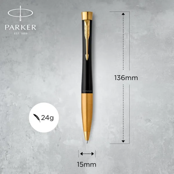 Ручка шариковая Parker URBAN 17 UKRAINE Muted Black GT BP Тризуб на торце (30035_TR) - Фото 2