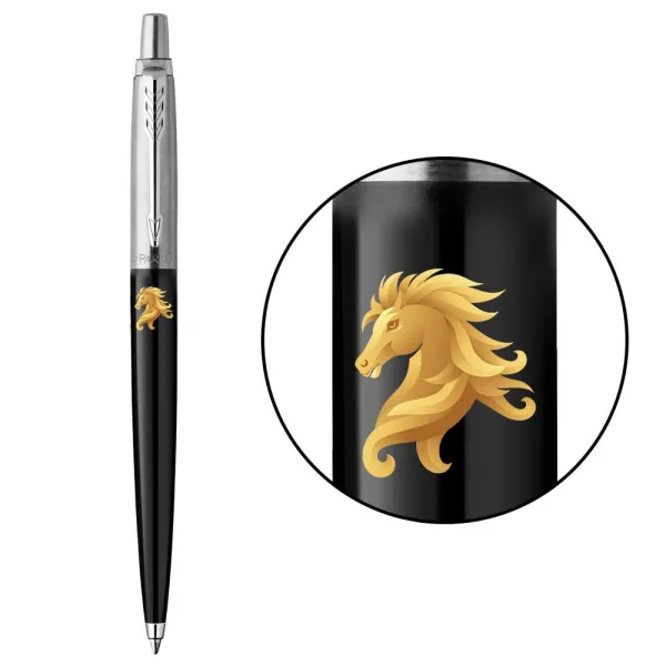 Ручка шариковая Parker JOTTER 17 Originals ZODIAC Black CT BP Золотой конь (15632_Z5030u) - Фото 1