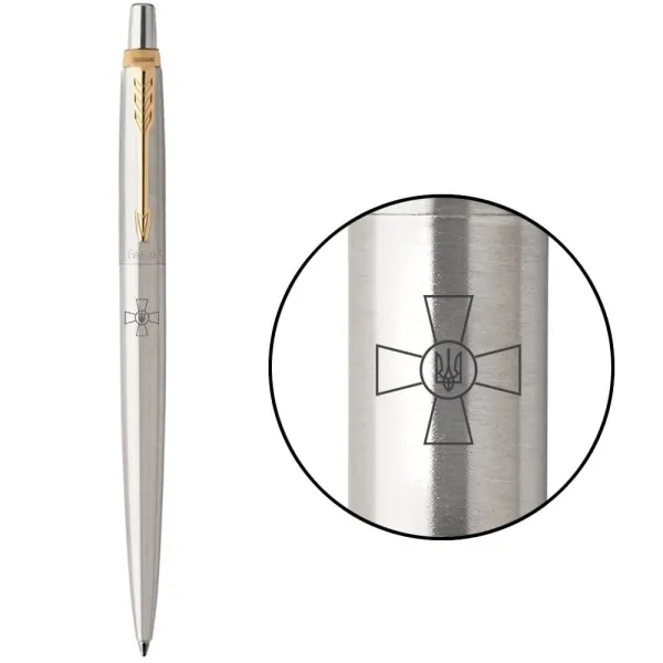 Ручка шариковая Parker JOTTER 17 ARMY SS GT BP Эмблема ВСУ (16032_W001b) - Фото 5