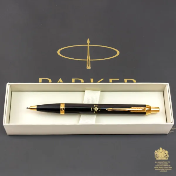Ручка шариковая Parker IM 17 ARMY Black GT BP Эмблема ВСУ (22032_W001y) - Фото 3