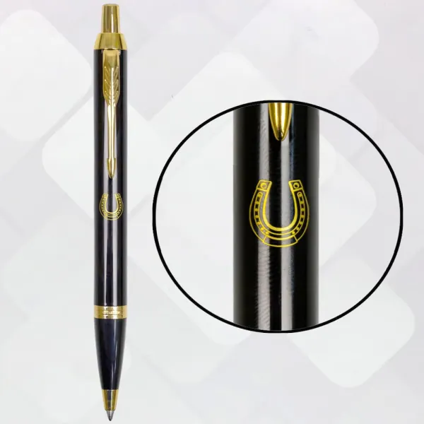 Ручка шариковая Parker IM 17 DESIGN Black GT BP Подкова на счастье (22032_R106y) - Фото 3