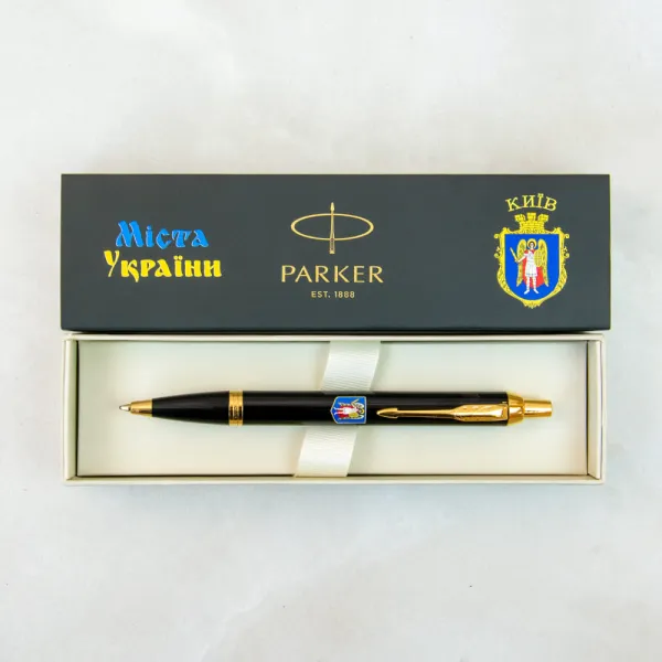 Ручка шариковая Parker IM 17 CITY Black GT BP Герб Києва (22032_C0010u) - Фото 2