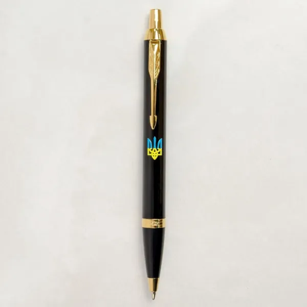 Ручка шариковая Parker IM 17 UKRAINE Black GT BP Тризуб желто-синий (22032_T0016u) - Фото 3