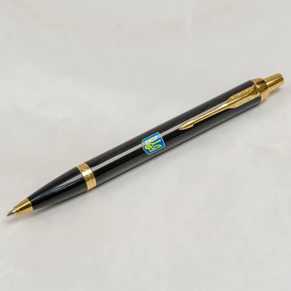 Ручка шариковая Parker IM 17 UKRAINE Black GT BP Герб Украины желто-синий (22032_T0076u) - Фото 2