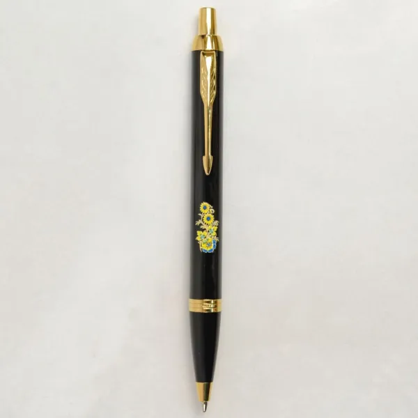 Ручка шариковая Parker IM 17 UKRAINE Black GT BP Цветы (22032_T1050u) - Фото 2