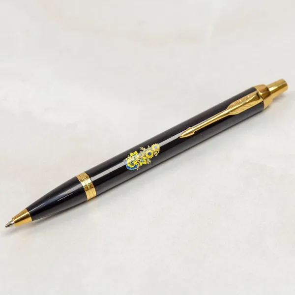 Ручка шариковая Parker IM 17 UKRAINE Black GT BP Цветы (22032_T1050u) - Фото 3