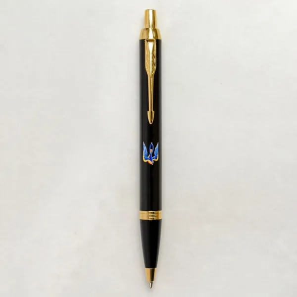 Ручка шариковая Parker IM 17 UKRAINE Black GT BP Тризуб-Ласточка (22032_T1230u) - Фото 2