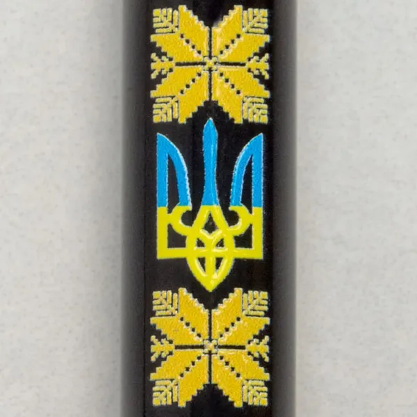 Ручка шариковая Parker IM 17 UKRAINE Black GT BP Тризуб с желтым орнаментом (22032_T1366u) - Фото 1