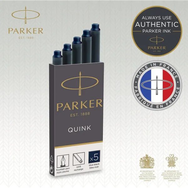 Картриджи Parker Quink 5 шт темно синие блистер (11 416BLB) - Фото 2