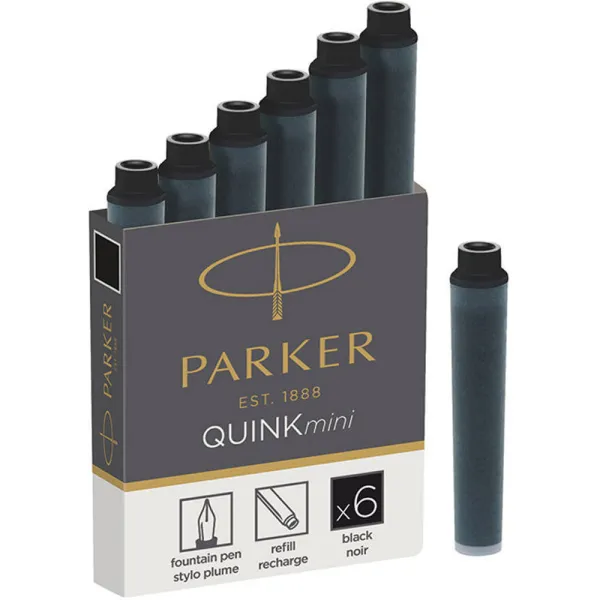 Картриджи Parker Quink Mini 6 шт черные (11 510BK) - Фото 2