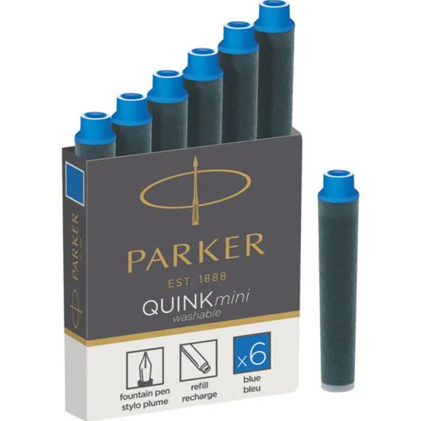 Картриджи Parker Quink Mini 6 шт синие (11 510BLU) - Фото 3