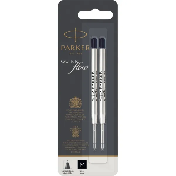 Стержень шариковый Parker QuinkFlow черный M 1,0 блистер 2 шт (10 232BK2)