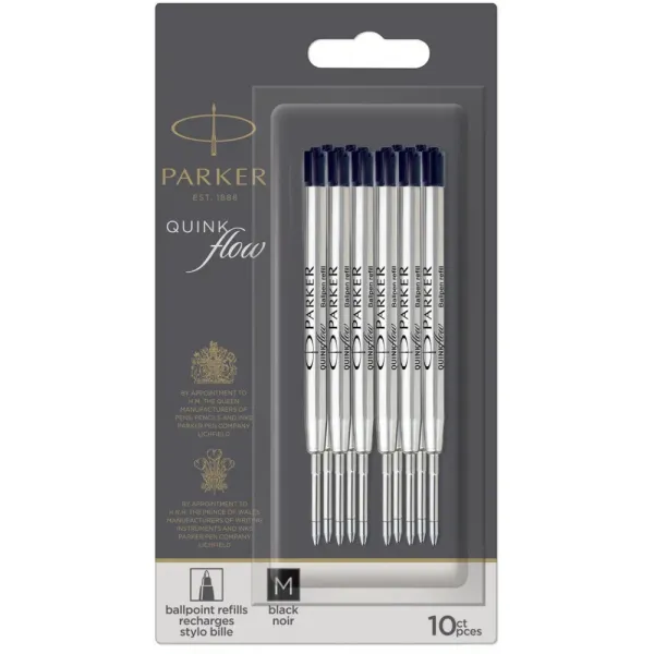 Стержень шариковый Parker QuinkFlow черный M 1,0 блистер 10 шт (10 232BK10)