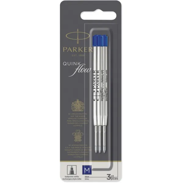 Стержень шариковый Parker QuinkFlow синий M 1,0 блистер 3 шт (10 232BLU3) - Фото 2