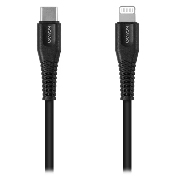Кабель USB Type-C MFI-4 to Lightning 1.2м чорний Canyon (CNS-MFIC4B) - Фото 11
