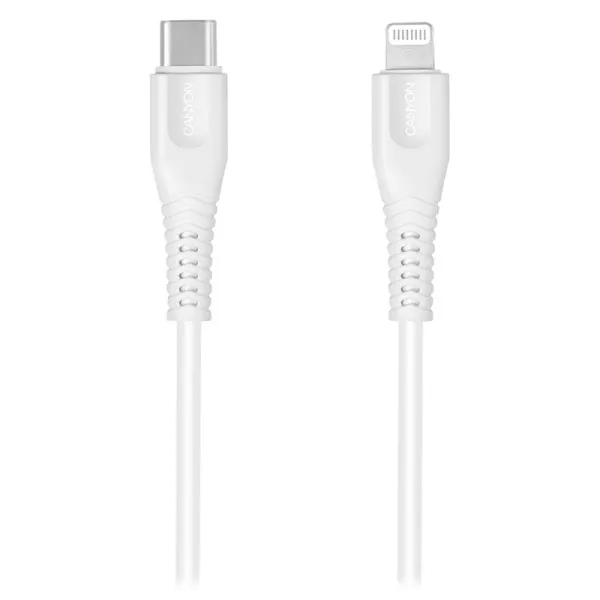 Кабель USB Type-C MFI-4 to Lightning 1.2м белый Canyon (CNS-MFIC4W)