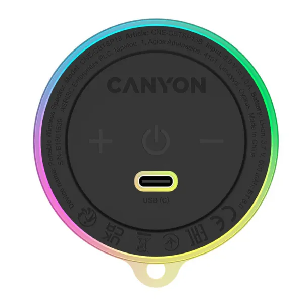 Колонка портативна бездротова Magnetic BT OnMove 13 5W чорна Canyon (CNE-CBTSP13B) - Фото 4
