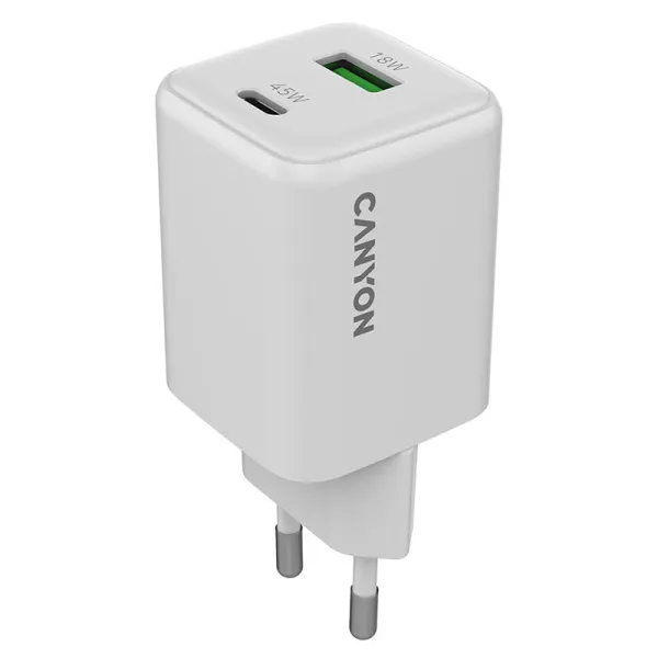 Устройство зарядное CU45AC GaN 45W 1xPD 1xQC EU белое Canyon (CNS-CUW45AC) - Фото 9