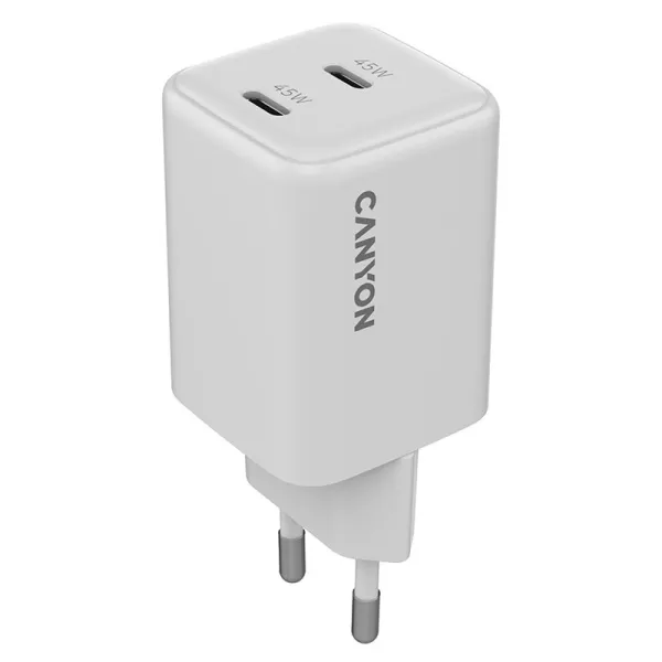Устройство зарядное CU45CC GaN 45W 2xPD EU белое Canyon (CNS-CUW45CC) - Фото 10